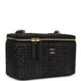 Chanel Small Vanity Case Black Raffia Light Gold Hardware - Thumbnail View 2