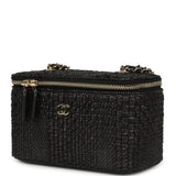 Chanel Small Vanity Case Black Raffia Light Gold Hardware - Thumbnail View 5