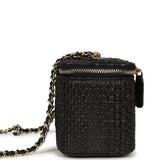 Chanel Small Vanity Case Black Raffia Light Gold Hardware - Thumbnail View 3