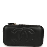 Chanel Small Vanity Case Black Raffia Light Gold Hardware - Thumbnail View 6