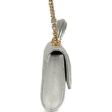 Chanel Long Top Handle Clutch with Chain Metallic Silver Caviar Gold Hardware - Thumbnail View 4