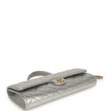 Chanel Long Top Handle Clutch with Chain Metallic Silver Caviar Gold Hardware - Thumbnail View 3