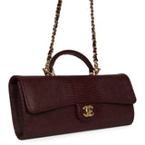 Chanel Long Top Handle Clutch with Chain Dark Burgundy Lizard Embossed Calfskin Gold Hardware - Thumbnail View 2