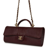 Chanel Long Top Handle Clutch with Chain Dark Burgundy Lizard Embossed Calfskin Gold Hardware - Thumbnail View 6