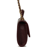 Chanel Long Top Handle Clutch with Chain Dark Burgundy Lizard Embossed Calfskin Gold Hardware - Thumbnail View 4