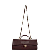 Chanel Long Top Handle Clutch with Chain Dark Burgundy Lizard Embossed Calfskin Gold Hardware - Thumbnail View 7