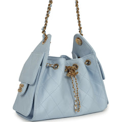 Chanel Mini 25 Hobo Bag Light Blue Caviar Gold Hardware