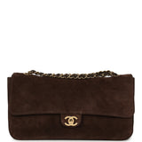 Chanel Maxi "Souplissimo" Small Flap Bag Dark Brown Suede Gold Hardware - Thumbnail View 1