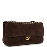 Chanel Maxi "Souplissimo" Small Flap Bag Dark Brown Suede Gold Hardware - Thumbnail View 2
