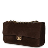 Chanel Maxi "Souplissimo" Small Flap Bag Dark Brown Suede Gold Hardware - Thumbnail View 5