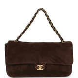 Chanel Maxi "Souplissimo" Small Flap Bag Dark Brown Suede Gold Hardware - Thumbnail View 7