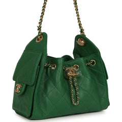 Chanel Mini 25 Hobo Bag Green Caviar Gold Hardware