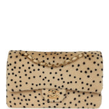 Chanel "Cheetah Print" Medium Flap Bag Light Beige Calf Hair and Black Lambskin Gold Hardware - Thumbnail View 1