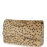 Chanel "Cheetah Print" Medium Flap Bag Light Beige Calf Hair and Black Lambskin Gold Hardware - Thumbnail View 5