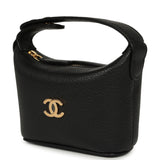 Chanel Micro Top Handle Round Hobo Pouch Black Grained Calfskin Gold Hardware - Thumbnail View 5