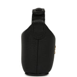 Chanel Micro Top Handle Round Hobo Pouch Black Grained Calfskin Gold Hardware - Thumbnail View 3
