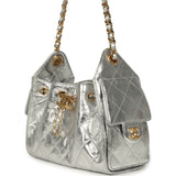 Chanel Mini 25 Hobo Bag Metallic Silver Caviar Gold Hardware - Thumbnail View 5