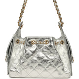 Chanel Mini 25 Hobo Bag Metallic Silver Caviar Gold Hardware - Thumbnail View 4