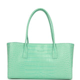 Chanel Small Cerf Shopping Bag Teal Croc Embossed Calfskin Gold Hardware - Thumbnail View 4