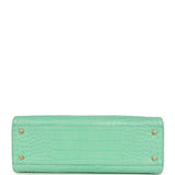 Chanel Small Cerf Shopping Bag Teal Croc Embossed Calfskin Gold Hardware - Thumbnail View 6
