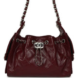 Chanel Mini 25 Hobo Bag Dark Burgundy Shiny Crumpled Calfskin Silver Hardware - Thumbnail View 1