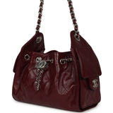 Chanel Mini 25 Hobo Bag Dark Burgundy Shiny Crumpled Calfskin Silver Hardware - Thumbnail View 5