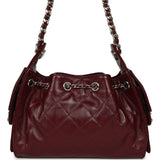 Chanel Mini 25 Hobo Bag Dark Burgundy Shiny Crumpled Calfskin Silver Hardware - Thumbnail View 4