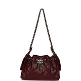 Chanel Mini 25 Hobo Bag Dark Burgundy Shiny Crumpled Calfskin Silver Hardware - Thumbnail View 7