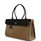 Chanel Medium "Urban Essential" East West Shopping Tote Black Grained Calfskin and Beige Suede Gold Hardware - Thumbnail View 5