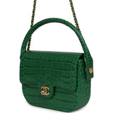 Chanel Mini Top Handle "Turn Around" Flap Bag Green Croc Embossed Calfskin Gold Hardware - Thumbnail View 5