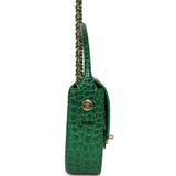 Chanel Mini Top Handle "Turn Around" Flap Bag Green Croc Embossed Calfskin Gold Hardware - Thumbnail View 3