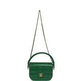 Chanel Mini Top Handle "Turn Around" Flap Bag Green Croc Embossed Calfskin Gold Hardware - Thumbnail View 7
