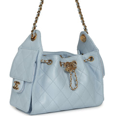 Chanel Mini 25 Hobo Bag Light Blue Caviar Gold Hardware
