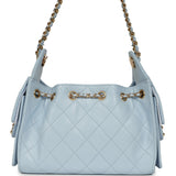 Chanel Mini 25 Hobo Bag Light Blue Caviar Gold Hardware - Thumbnail View 4