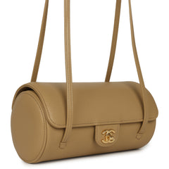 Chanel Preppy Coco Bowling Bag Dark Beige Shiny Caviar Brushed Gold Hardware