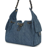Chanel Small 25 Hobo Bag Blue Washed Denim Light Gold Hardware - Thumbnail View 5