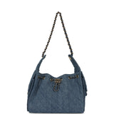 Chanel Small 25 Hobo Bag Blue Washed Denim Light Gold Hardware - Thumbnail View 7
