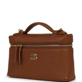 Chanel "Supple" Top Handle Long Vanity Case with Chain Camel Grained Calfskin Gold Hardware - Thumbnail View 5