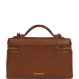 Chanel "Supple" Top Handle Long Vanity Case with Chain Camel Grained Calfskin Gold Hardware - Thumbnail View 4
