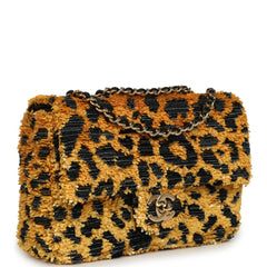Chanel Mini Cheetah Print Flap Bag Orange, Black Sequin Gold Hardware
