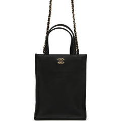 Chanel Mini "Grocery Bag" with Chain Black Calfskin Gold Hardware