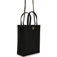Chanel Mini "Grocery Bag" with Chain Black Calfskin Gold Hardware