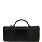 Chanel Long Top Handle Clutch with Chain Black Lizard Embossed Calfskin Gold Hardware - Thumbnail View 4