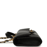 Chanel Long Top Handle Clutch with Chain Black Lizard Embossed Calfskin Gold Hardware - Thumbnail View 5