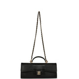 Chanel Long Top Handle Clutch with Chain Black Lizard Embossed Calfskin Gold Hardware - Thumbnail View 7