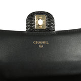 Chanel Long Top Handle Clutch with Chain Black Lizard Embossed Calfskin Gold Hardware - Thumbnail View 8