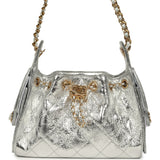 Chanel Mini 25 Hobo Bag Metallic Silver Caviar Gold Hardware - Thumbnail View 1