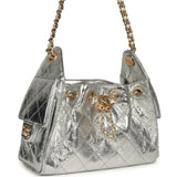 Chanel Mini 25 Hobo Bag Metallic Silver Caviar Gold Hardware - Thumbnail View 2