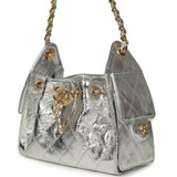 Chanel Mini 25 Hobo Bag Metallic Silver Caviar Gold Hardware - Thumbnail View 5
