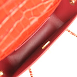 Chanel Mini Top Handle "Turn Around" Flap Bag Burgundy Croc Embossed Calfskin Gold Hardware - Thumbnail View 8